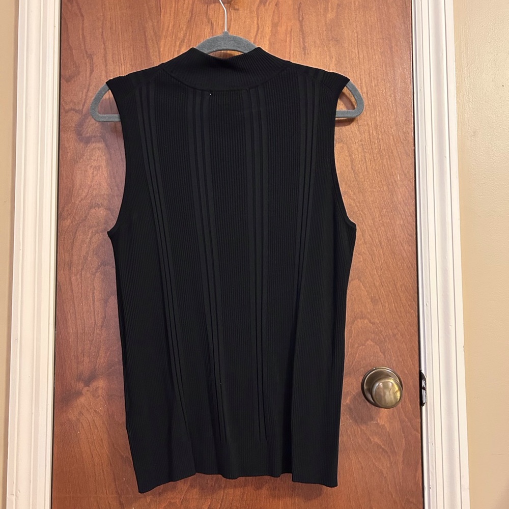 Dress Barn Black Ribbed Sleeveless Shell - Picture 2 of 4